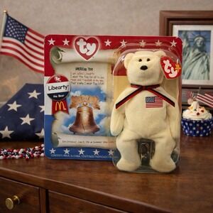 🧸Ty McDonald's Beanie‎ Babies Libearty Bear 1996 Patriotic Plush US American